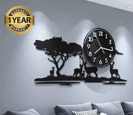 8058BigWoodenGrazingDeersinMeadowswallclockgrazingdeer Araish Homes